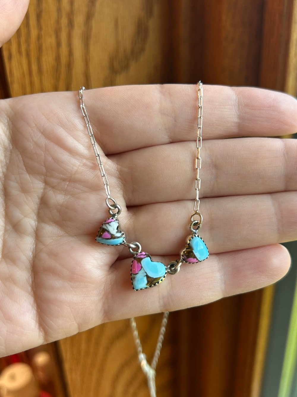 Sterling silver 925 cotton candy heart necklace